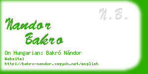 nandor bakro business card