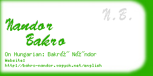 nandor bakro business card